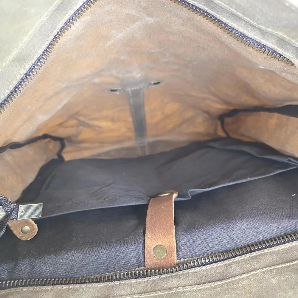 Solstice Oil Waxed Canvas Backpack Rucksack Brown Travel Outdoor Backpacks Bag - Picture 7 of 14